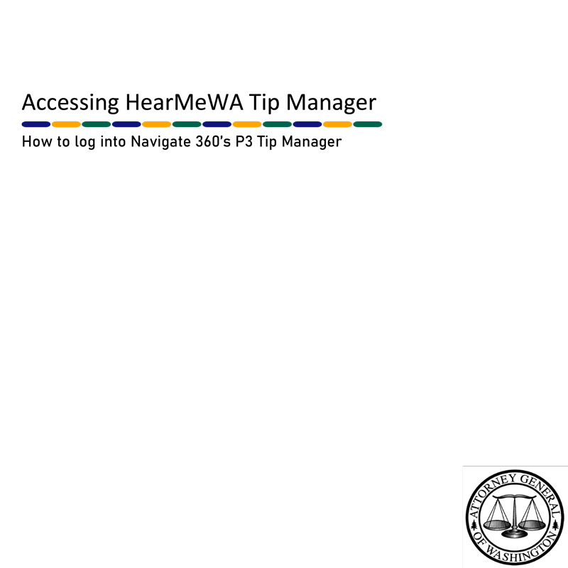 Report cover that reads Accessing HearMeWA Tip Manager 